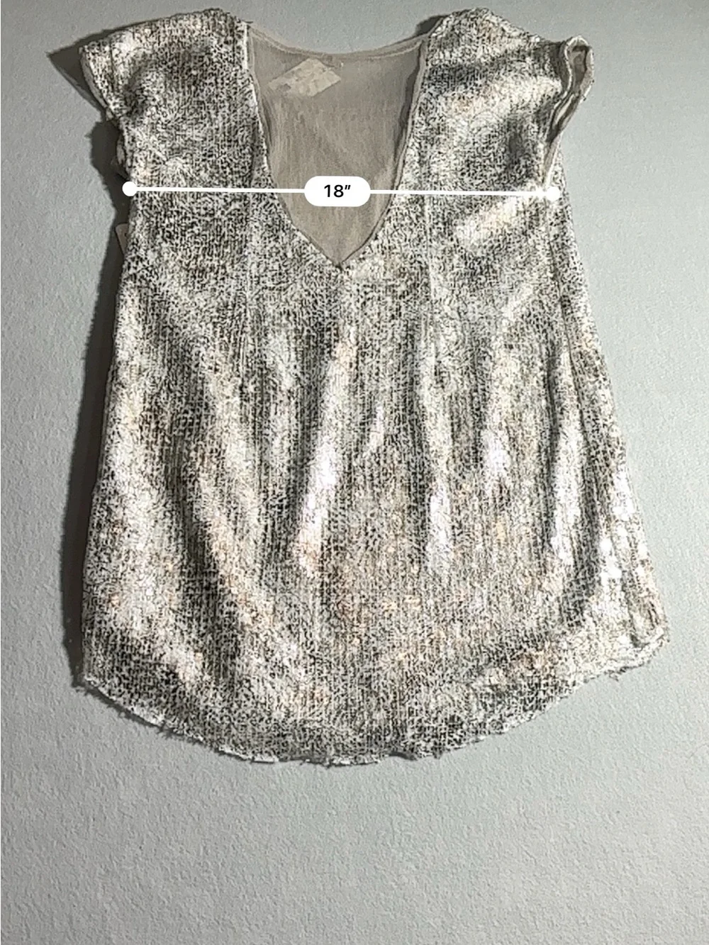 Free People Ivory Combo Sequin Mesh Tunic Mini Dress Size Medium NWT